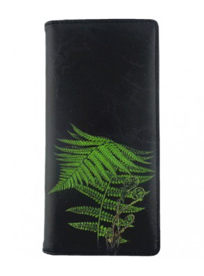 Peňaženka maľovaná Papraď - čierna koža